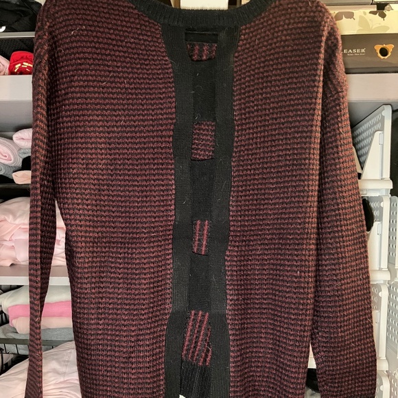 Devoted Luxury Apparel Burgundy & Black Sweater/Open Back Design - Picture 3 of 6